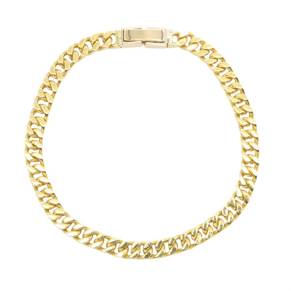 JEWELRY Single 2 Side Flat Link Chain Bracelet 18KYG Used unisex 16cm