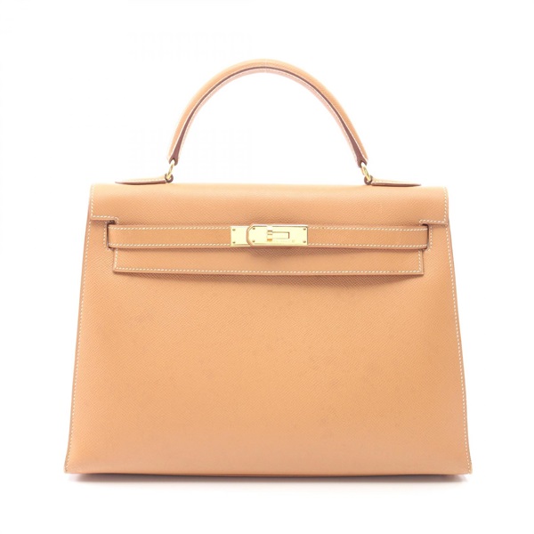 HERMES Kelly 32 Shoulder Handbag Courchevel leather Natural Used GHW B Women