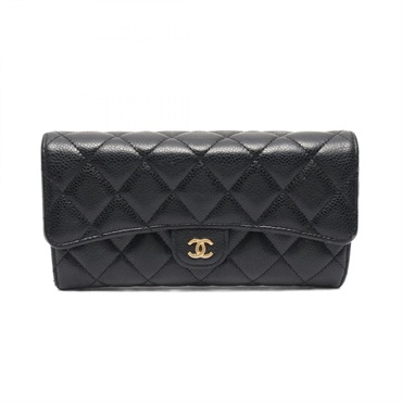 CHANEL Matelasse Bifold Purse Wallet A80758 Grained Calf leather Black GHW Used