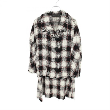 ETRO Tweed Check pattern Skirt and Jacket Set #42 Rayon White Black Pink Used