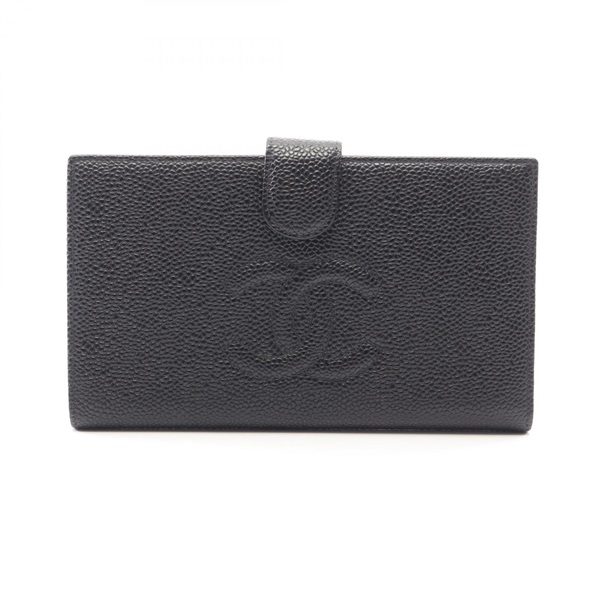 CHANEL COCO Mark Bifold purse Calfskin Black GHW Used Women CC Logo