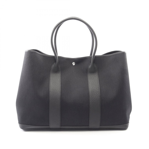 HERMES Garden Party GM Voyage Tote Handbag canvas Negonda leather Black SHW Used