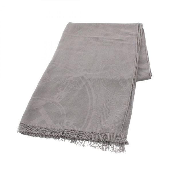 HERMES New Libris Stole Silk cashmere Gray Used Women