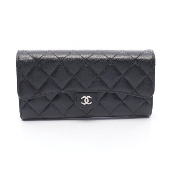 CHANEL Classic Long Flap Wallet Matelasse Bifold Purse Wallet AP0241 leather SHW