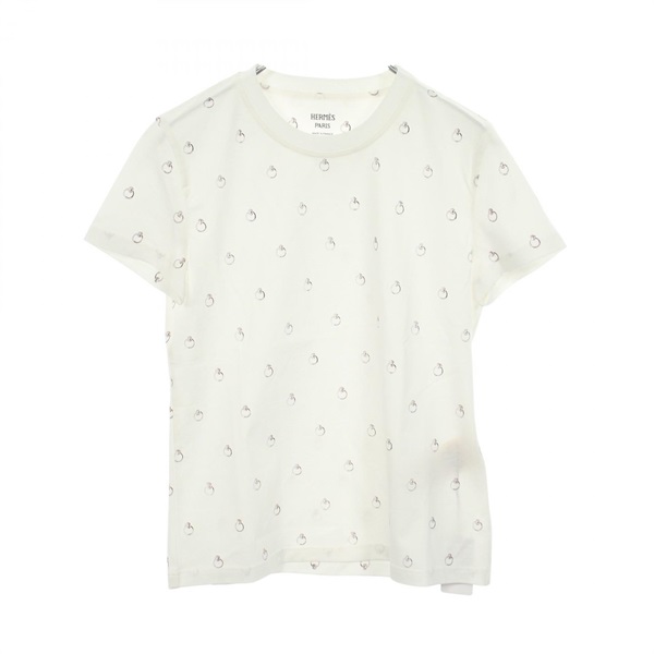 HERMES Anno Finesse Short sleeve Top T-shirt #34 6E4650DQ cotton White Bordeaux