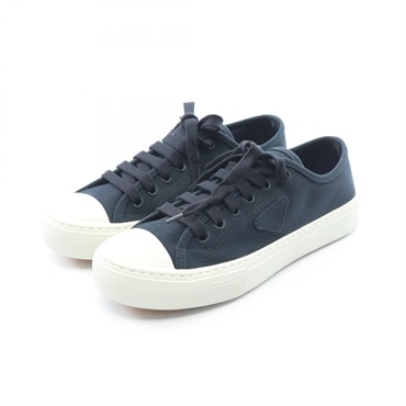 PRADA triangle patch sneakers canvas Navy #7.5 Used mens