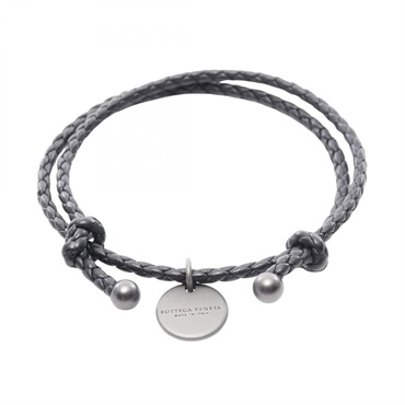 BOTTEGA VENETA Intrecciato Bracelet bangle 339580 leather Black Used unisex