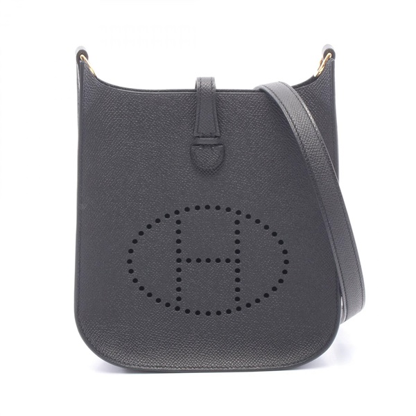 HERMES Evelyne Sellier 16 Shoulder Crossbody Bag Epsom leather Black GHW Women K