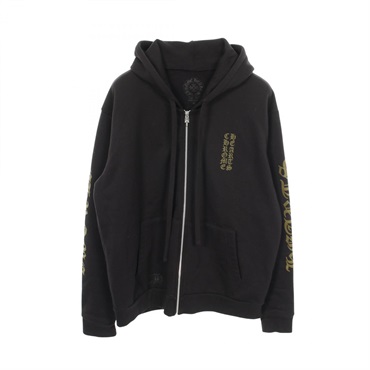 CHROME HEARTS Vertical logo Hoodie #M jacket cotton Black Used mens