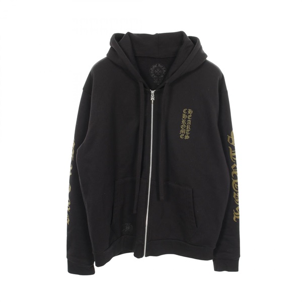 CHROME HEARTS Vertical logo Hoodie #M jacket cotton Black Used mens