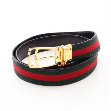 GUCCI Interlocking G Ophidia Belt leather Fabric Green Red Black Used Women GG