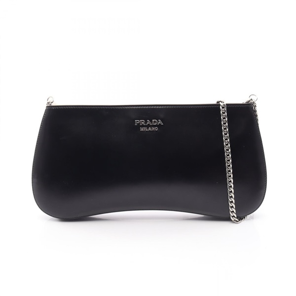 PRADA Sydney Chain Shoulder Crossbody Bag 1BF085 leather Black SHW Used Women