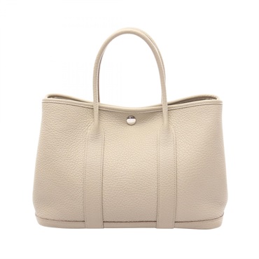HERMES Garden Party TPM Tote Handbag Negonda leather Gray Beton SHW Used Women Y
