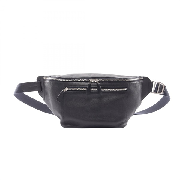 HERMES City Slide Cross GM Waist Belt Bag Evercolor leather Blue nuit SHW Used A