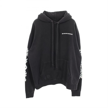 CHROME HEARTS Cemetery Cross Back Print Hoodie Sweatshirt cotton Black Used #S
