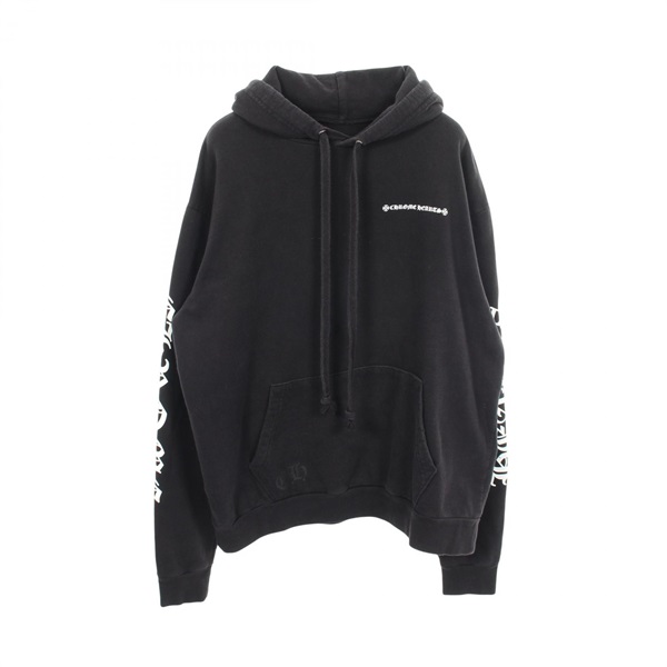 CHROME HEARTS Cemetery Cross Back Print Hoodie Sweatshirt cotton Black Used #S