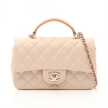 CHANEL Matelasse Top Handle Mini Flap Chain Crossbody Handbag AS2431 leather GHW