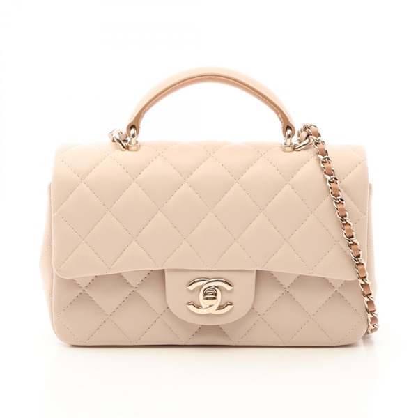 CHANEL Matelasse Top Handle Mini Flap Chain Crossbody Handbag AS2431 leather GHW