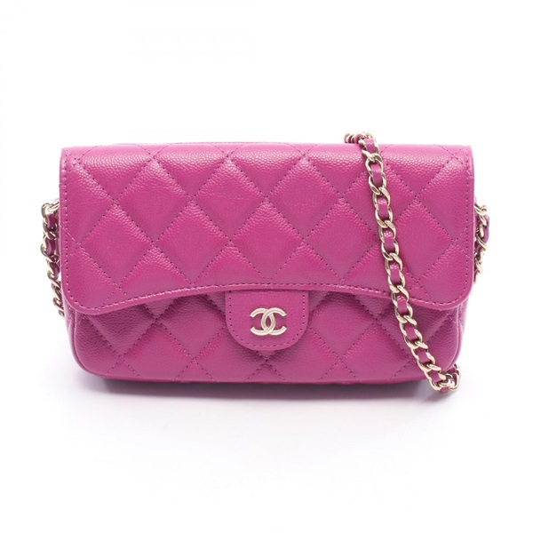 CHANEL Matelasse Chain Phone Case Wallet Shoulder Bag AP2096 leather Pink GHW CC