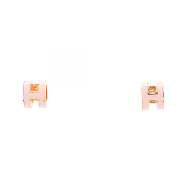 HERMES MINI POP H Pierced earrings boucles doreilles Gold Plated Pink Used