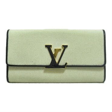 LOUIS VUITTON Portefeuille CAPUCINES Bifold long wallet canvas Beige Used Women
