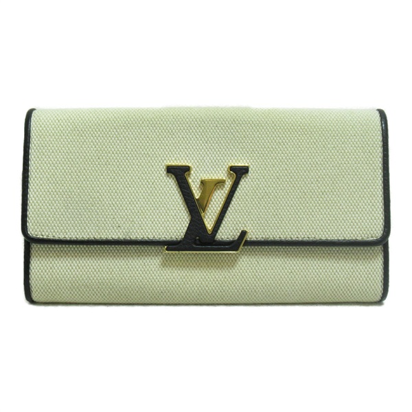 LOUIS VUITTON Portefeuille CAPUCINES Bifold long wallet canvas Beige Used Women