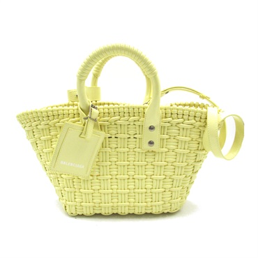 BALENCIAGA Bistro Basket XS Shoulder Bag 371342 Polyurethane Yellow Used Women