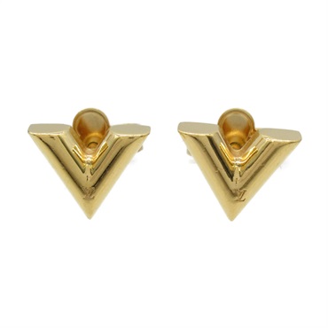 LOUIS VUITTON Essential V Pierced earrings Gold Plated Used LV