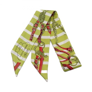 HERMES Twilly BRIDES de GALA Scarf silk Green Multicolor Used Women