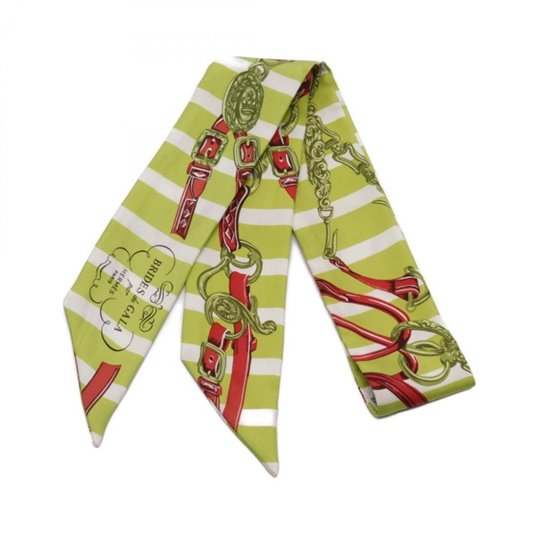 HERMES Twilly BRIDES de GALA Scarf silk Green Multicolor Used Women