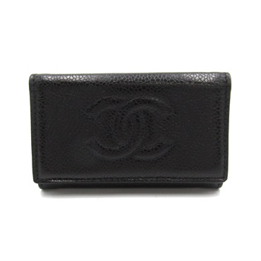 CHANEL CC 6 Hooks key holder Caviar Skin Grained Calf Leather Black Used Coco