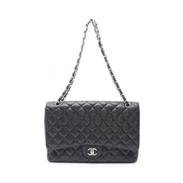 CHANEL CC Jumbo Matelasse 30 Shoulder Bag Caviar skin Black Used Women Coco