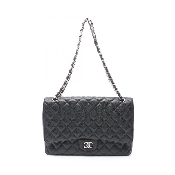 CHANEL CC Jumbo Matelasse 30 Shoulder Bag Caviar skin Black Used Women Coco