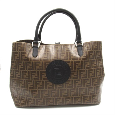 FENDI Zucca Tote hand Bag canvas Brown Used