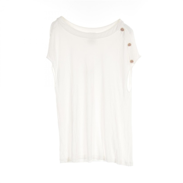 CHANEL COCO Mark button #44 tops sleeveless tunic P51464 Rayon White Used