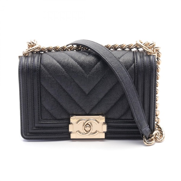 CHANEL Boy Chanel Small Chevron V Stitch chain Shoulder Bag A67085 Caviar Skin G