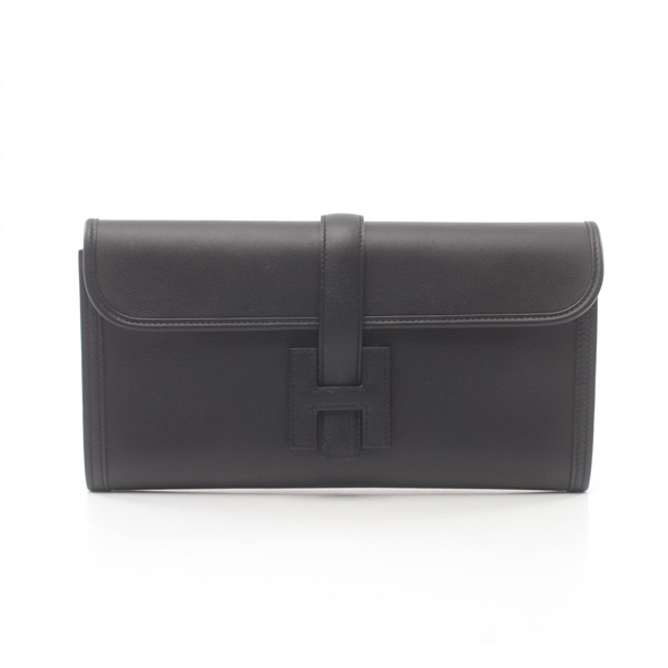 HERMES Jige Elan second clutch bag A AFV001MN Swift leather Black Used