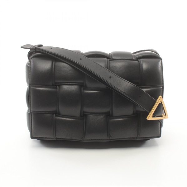 BOTTEGA VENETA Intrecciato Shoulder Bag 591970 leather Black Used Women GHW