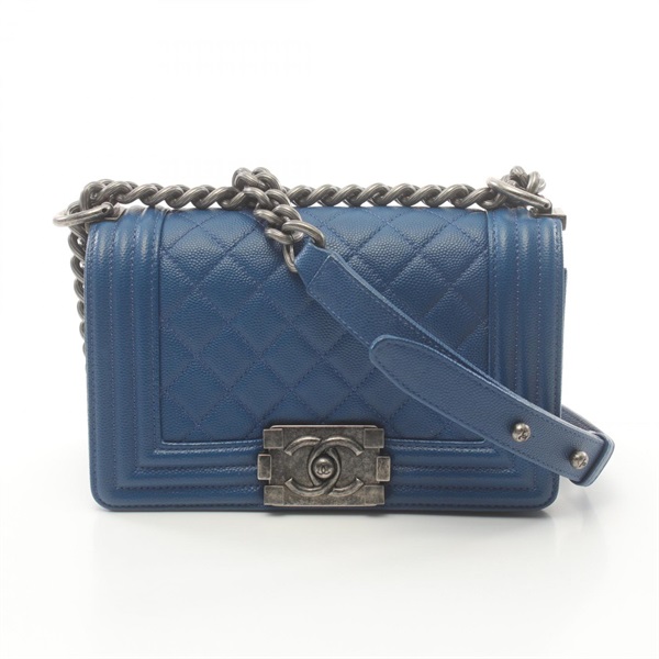 CHANEL Boy Chanel Small Chevron V Stitch Shoulder Bag A67085 Grained calfskin CC