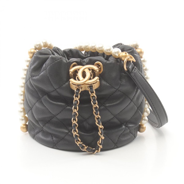 CHANEL CC Matelasse Shoulder Bag AS2529 Lamb leather Black Used Women Coco