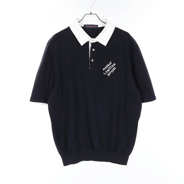LOUIS VUITTON Polo shirt Tops RM242MM cotton Navy White Used Women size XL