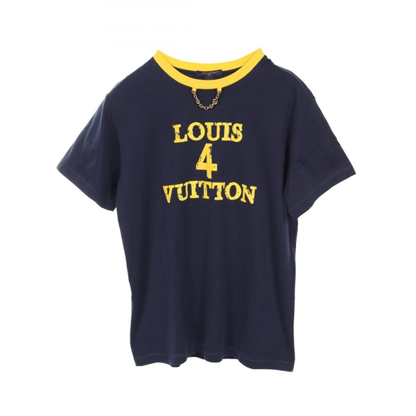 LOUIS VUITTON Chain front logo T-shirt RW232W UOL FPTS10 cotton Navy Women #L