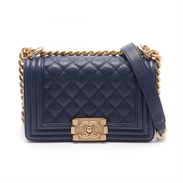 CHANEL Boy Chanel Small Matelasse chain Shoulder Bag A67085 leather Blue GHW