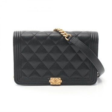 CHANEL Boy Chanel Matelasse Shoulder Bag AP1117 Grained calfskin Black Used GHW