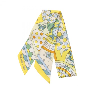 HERMES Twilly LES MURMURES DE LA FORET Scarf silk Yellow Multicolor Used Women