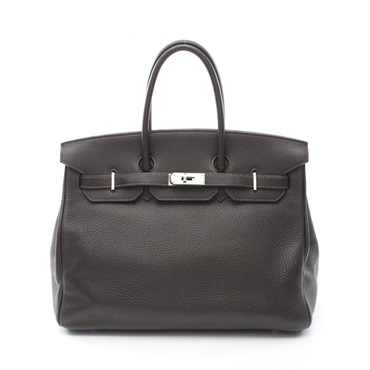 HERMES Birkin 35 Handbag Clemence leather Brown Chocolat Used Women K SHW