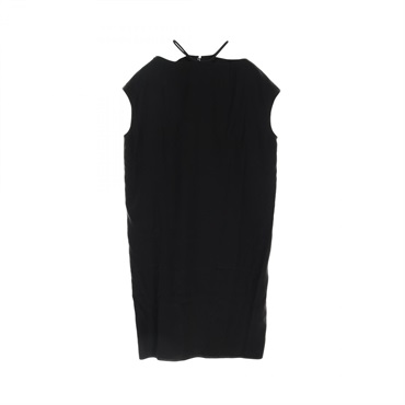 HERMES Dress #38 sleeveless silk Black Used