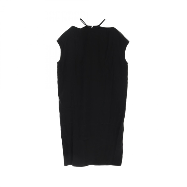 HERMES Dress #38 sleeveless silk Black Used
