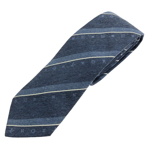 LOUIS VUITTON Tie M71795 cotton silk Blue Used mens LV