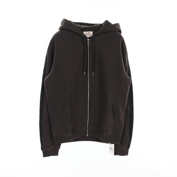 HERMES RUN H zip up Hoodie L size cotton Gray Used mens